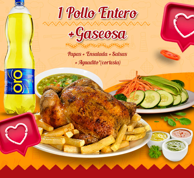 Pollo entero con gaseosa